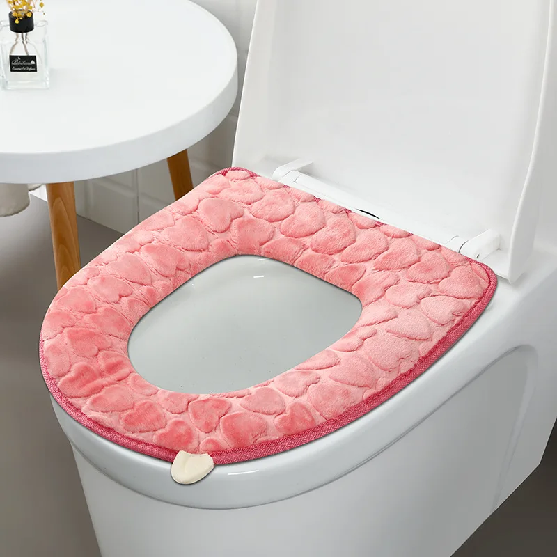 

Household heart-shaped toilet mat cushion with handle plush toilet seat cushion toilet general purpose toilet seat toilet seat