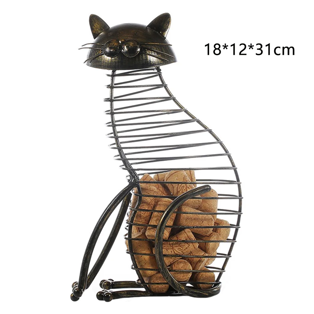 Cat Shaped Practical Wine Cork Container Holder Bar Accessories Craft Kitchen Barware Modern Iron Structure Ornament Handicraft |