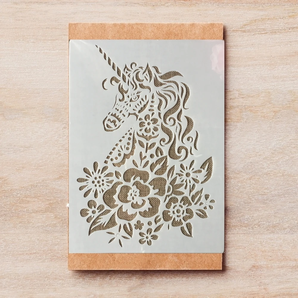 

1Pcs A4 29x21cm Hand Draw Flower Unicorn DIY Layering Stencils Painting Scrapbook Coloring Embossing Album Decorative Template