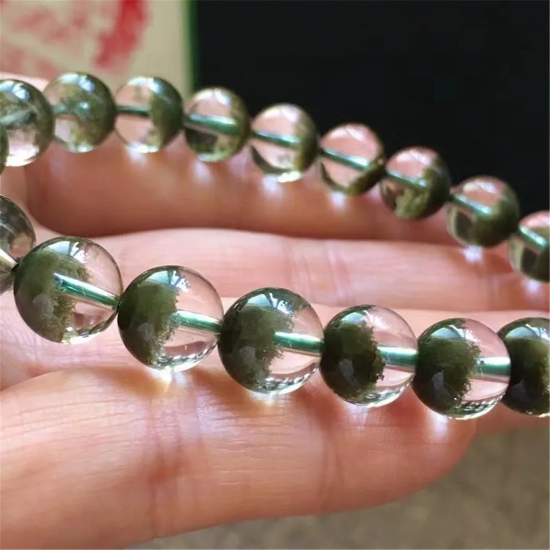 

Браслет из натурального зеленого кварца с фантомными кристаллами, 9 мм
