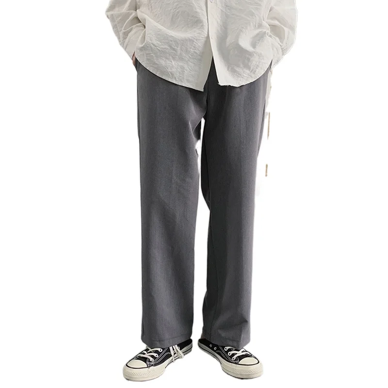 

New Spring 2021 Nine Cropped Trousers for Men's Pendant Suit Pants Simple Loose Straight Leg Casual Pants