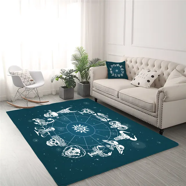 BlessLiving Skull Center Rug Constellation Aquarius Living Room Carpet Zodiac Bedroom Carpet Astrology Tapis Chambre 152x244cm 2