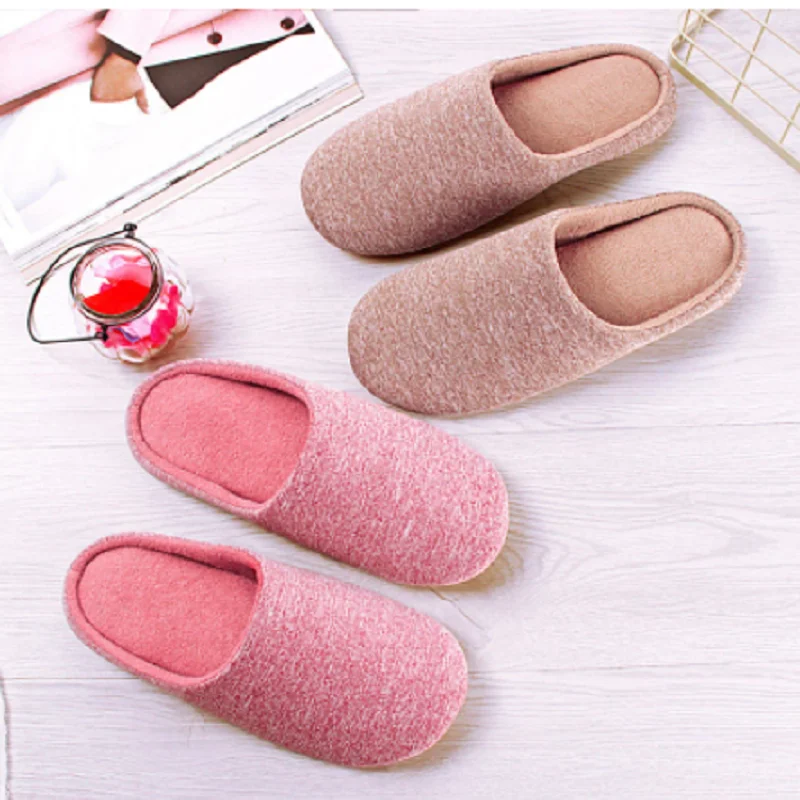 

Шлепанцы женские из мягкого хлопка, Классические Теплые комнатные тапочки, Нескользящие, сланцы для спальни, Осень-зима