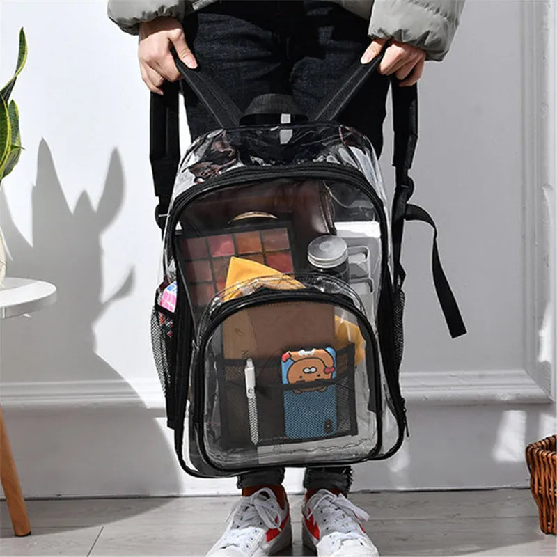 

PVC Waterproof Transparent School Bag See Through Backpacks High Quality Large Capacity Backpack Solid Clear Backpack