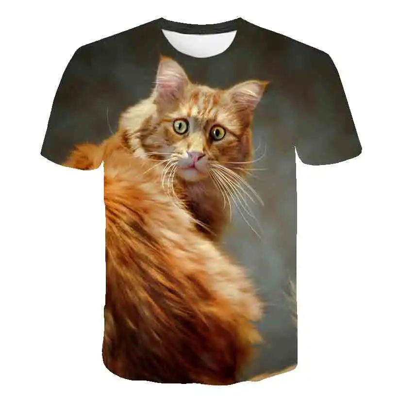 

2020 new Fashion Animal Pet Cat Print 3D T Shirt for boy girl Harajuku Style Top Tees Female O Neck Short Sleeved child T-shirt