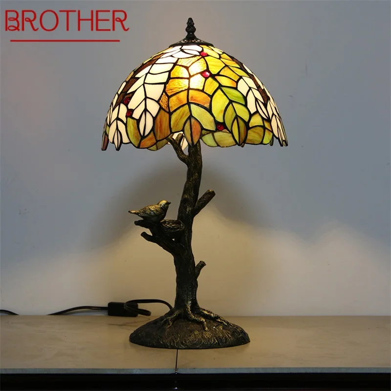 

BROTHER Tiffany Table Lamps Contemporary LED Colorful Desk Light Creative for Home Bedroom Decoration