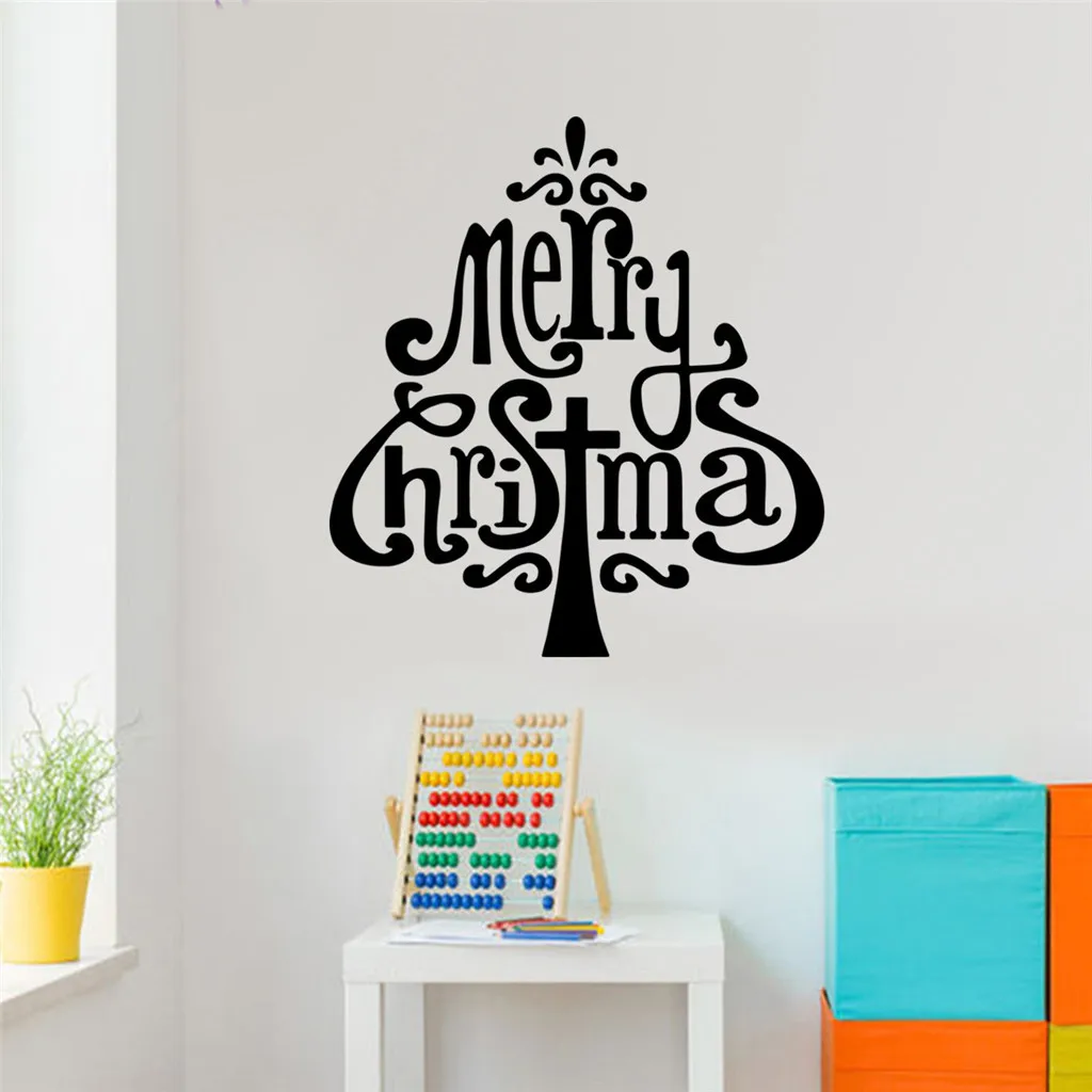 Рождественские английские наклейки мобильные креативные на стену, окна, новогоднее украшение для дома, подвески для гостиной.