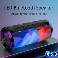 led portable bluetooth speaker fm radio music player boombox aux tf usb speakers blutooth fifi wireless altavoces caixa de som
