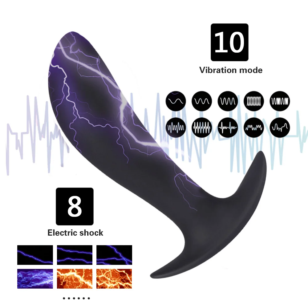 Electric Shock Vibrating Prostate Massager Men Anal Powerful Motors 10 Stimulation Butt Plug Dildo Silicone Sex Toys for Adults | Красота и