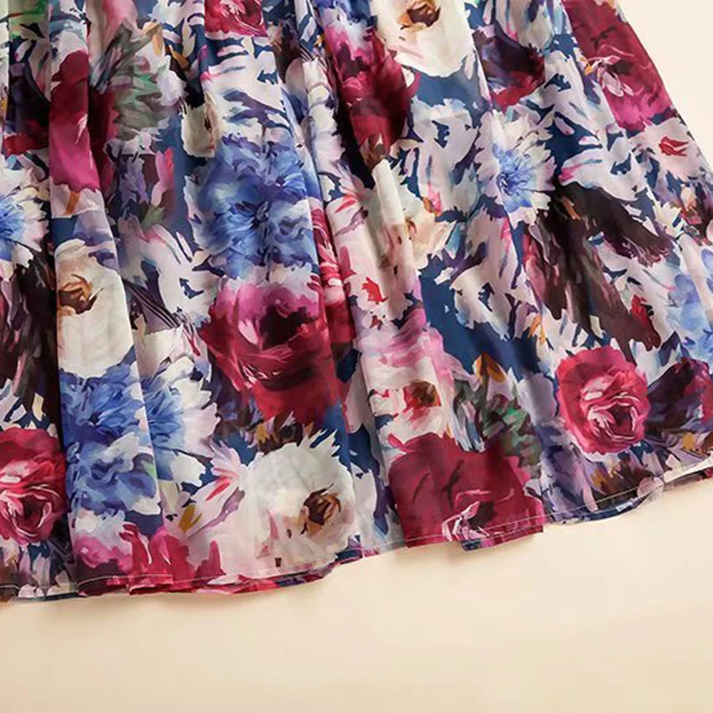 

Floor Length 2020 Spring Summer Bohemian Women Bow Collar Charming Floral Print Sleeve Casual Long Party Maxi Dress