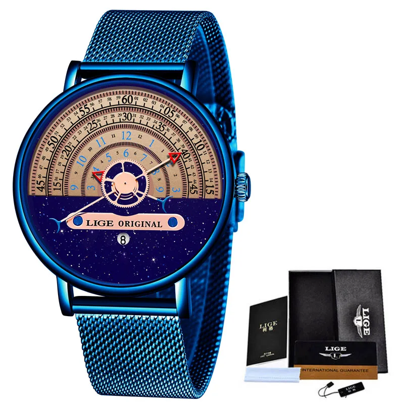 

Mens Watches Top Brand Luxury LIGE Business Watch Men Chronograph Full Steel Waterproof Analog Quartz Wristwatch Male Clock+Box