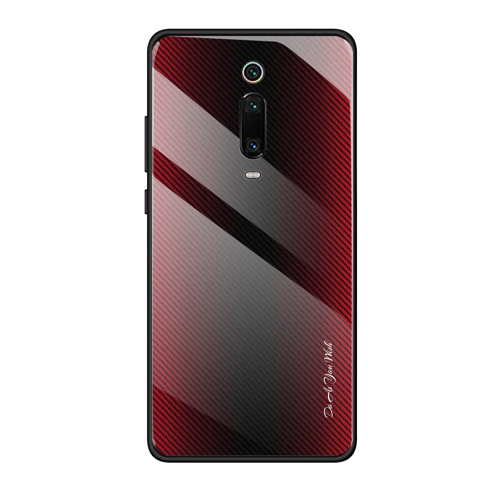 01 Полосатый чехол для телефона для Xiaomi mi 9 T mi 9 T mi 9 T Pro Чехол красный mi K20 K 20 Pro градиентный стеклянный чехол Чехол Бизнес Мода Funda - Цвет: 01