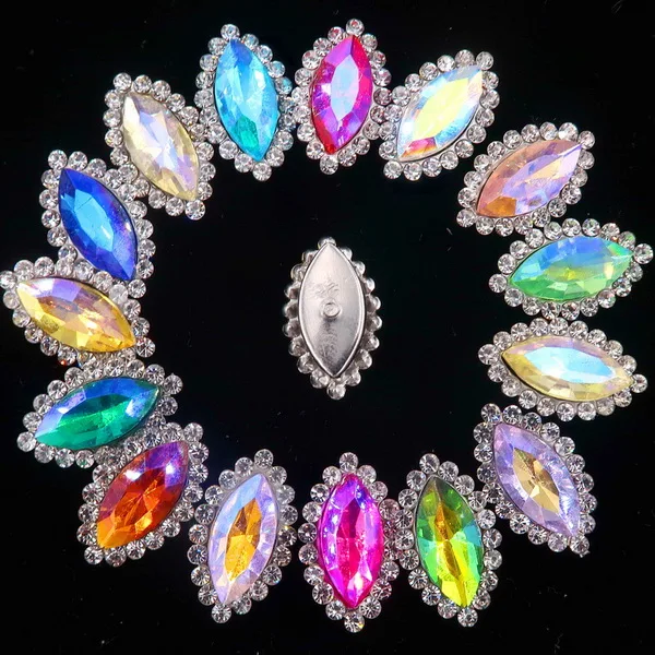 A31 AB colors mix Стеклянные кристаллы, серебряные когти, 8 размеров, красивые цвета, конский глаз, Наветт, маркиза, форма, пришитые стразы, бусины, Аппликации, сделай сам - Цвет: A31 AB colors mix