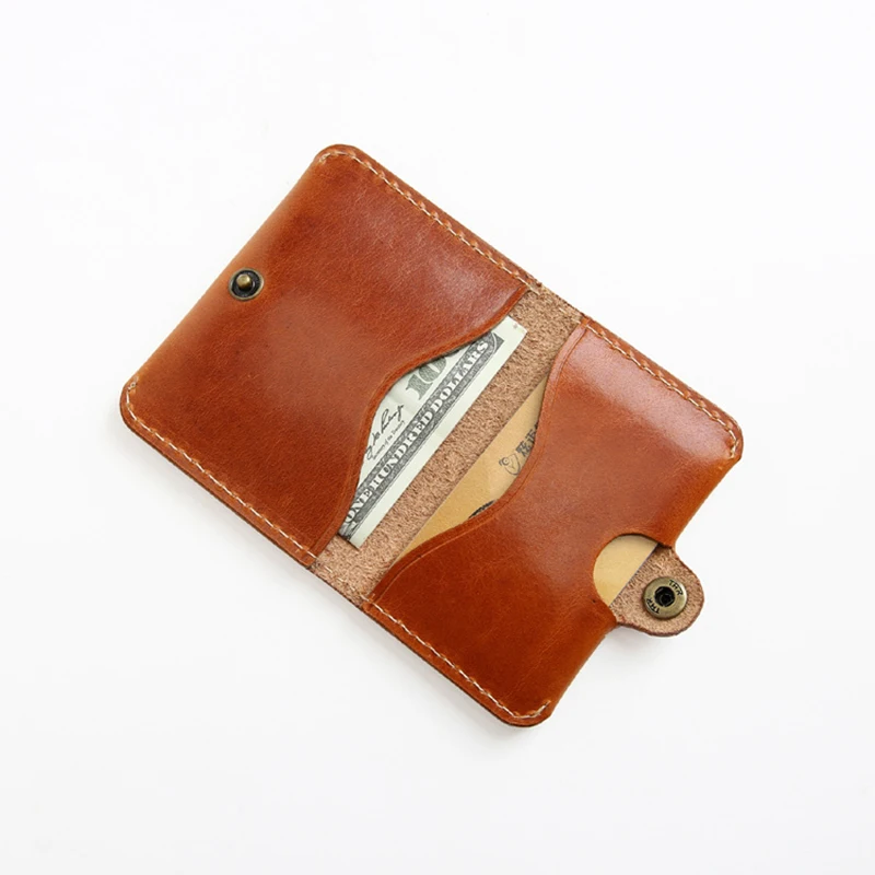 Мужской держатель для кредитных карт из 100% натуральной кожи винтажный короткий