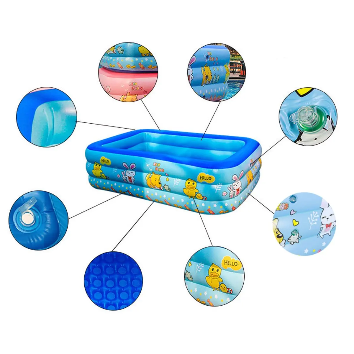 

Inflatable Pool Swimming Supplies Toddler Games piscina kid pool Swimming Pool Children's Baby Paddling Square Bubble Bottom