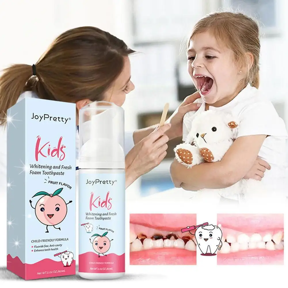 

Kids Toothpaste Foam Toothpaste Peach Flavor Teeth Stains Removal Whitening Mousse Reduce Bad Breath For Kids Children S0t5