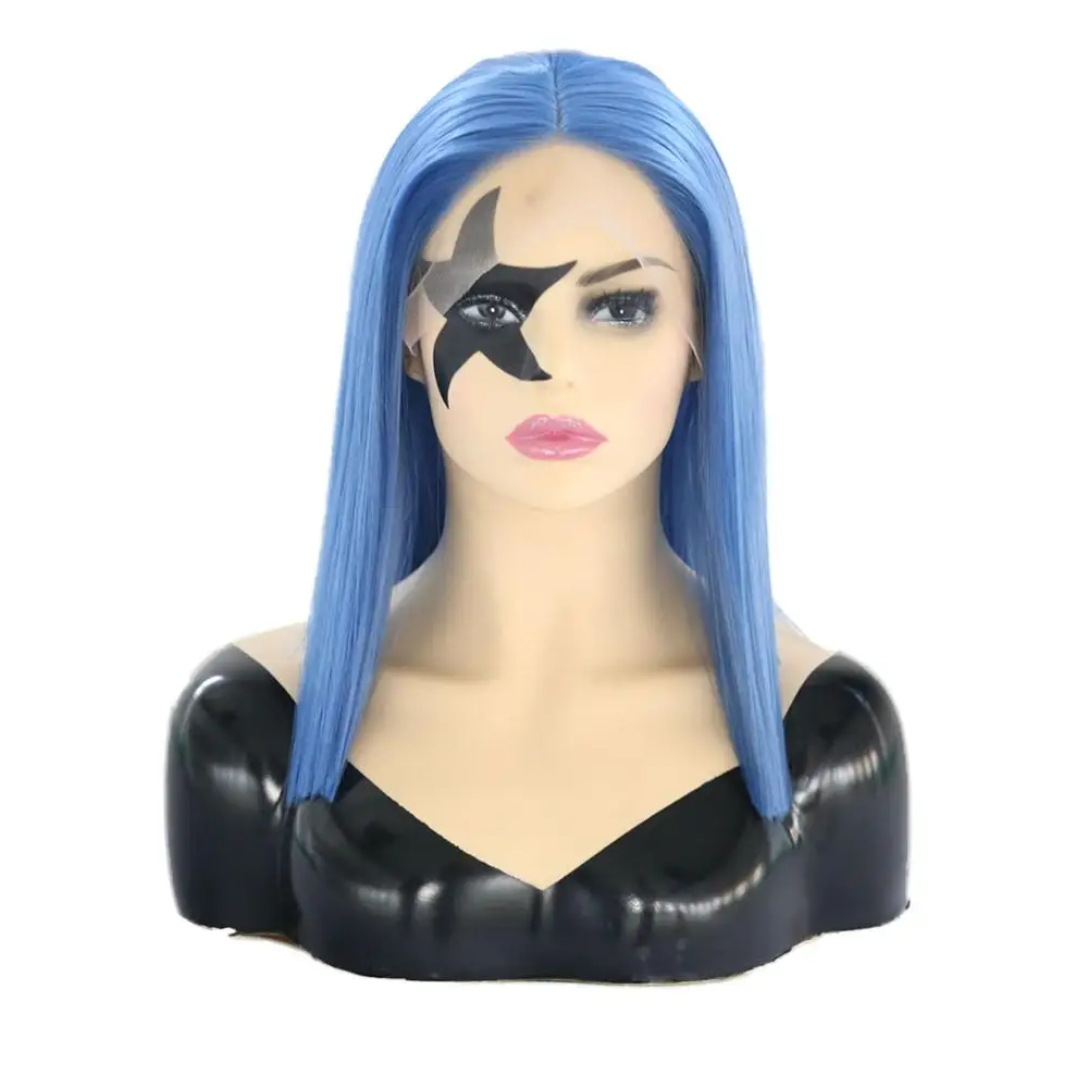 Charisma 14 дюймов короткий боб парик синий цвет синтетический на кружеве для женщин