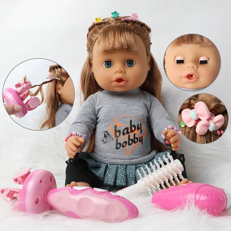 46 см Bebe reborn кукла для маленькой девочки Электрический галстук волос DIY игрушка 18