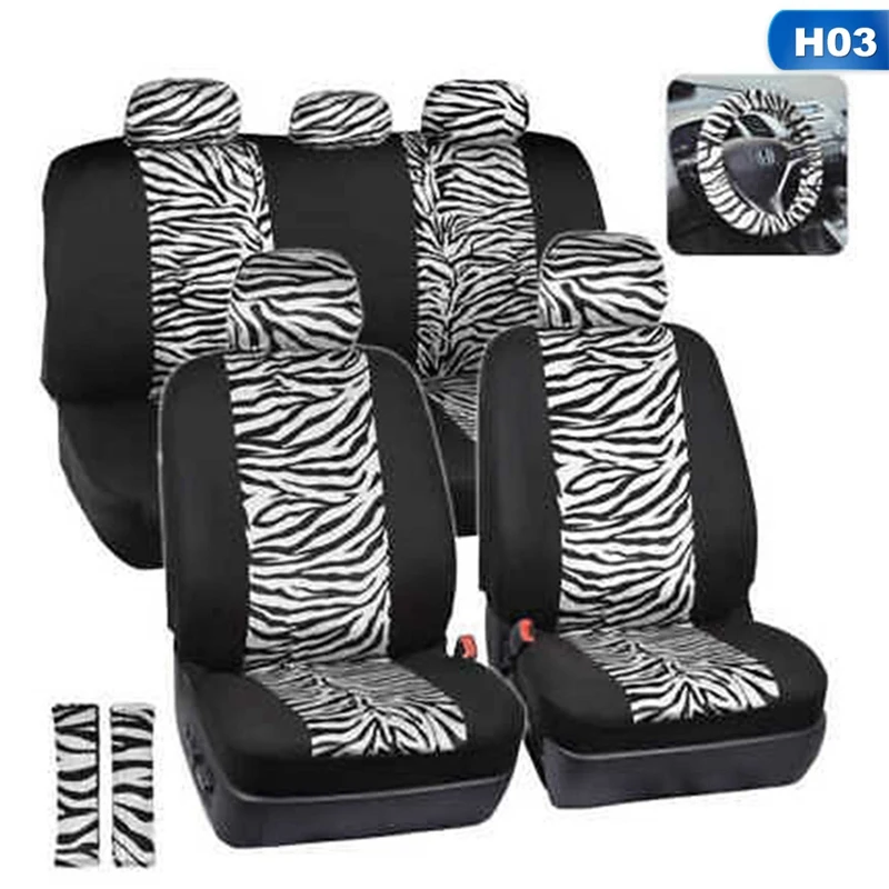 

12/9/4 шт Леопардовый/Зебра плюшевые автокресло охватывает полный набор авто Интерьер защита подушка для сидения автомобиля Средства для укл...