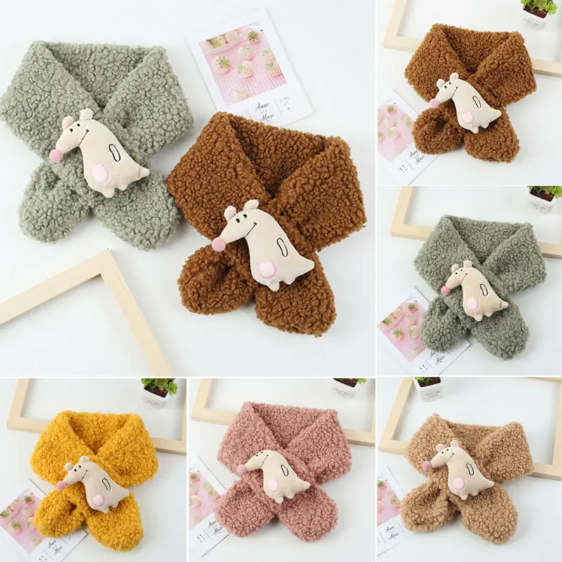 Детский шарф милый зимний детский кольцо для девочек однотонный плюшевый