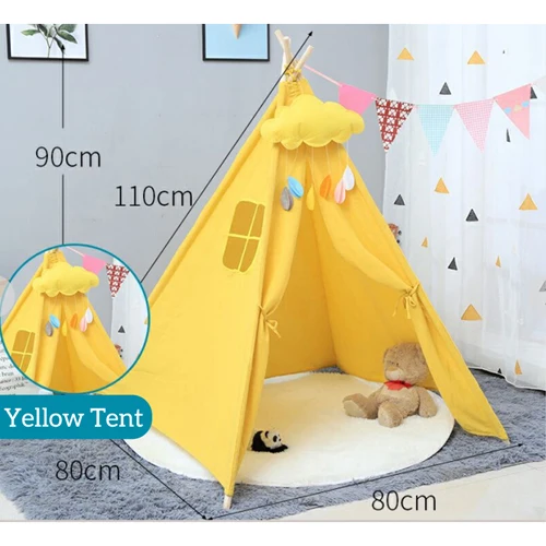 Yellow Tent Детская палатка принцесса Типи Крытый игровой дом индийский шатер игрушечный дом складной шатер индийский вигвам детская палатка - Цвет: Yellow Tent
