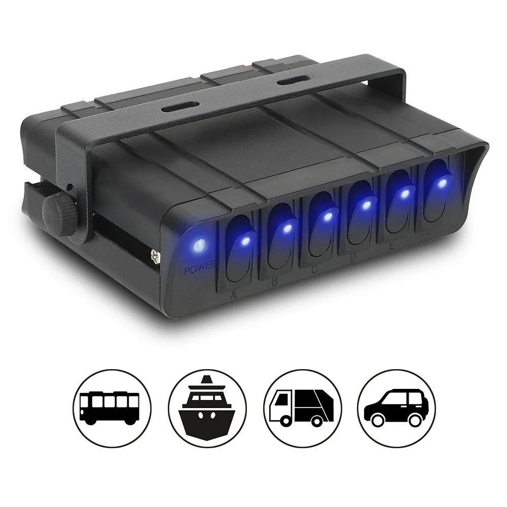 

With LED Light Indicator For Truck JEEP Offroad RV 12V Switch Box Rocker Aluminum Durable 6 Gang Toggle Controller Panel