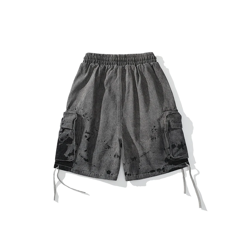 Свободные мужские шорты с галстуком-краской в стиле ретро потертые джинсы пятью