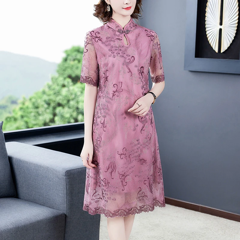 Платье в китайском стиле для женщин длинное летнее новое платье с коротким