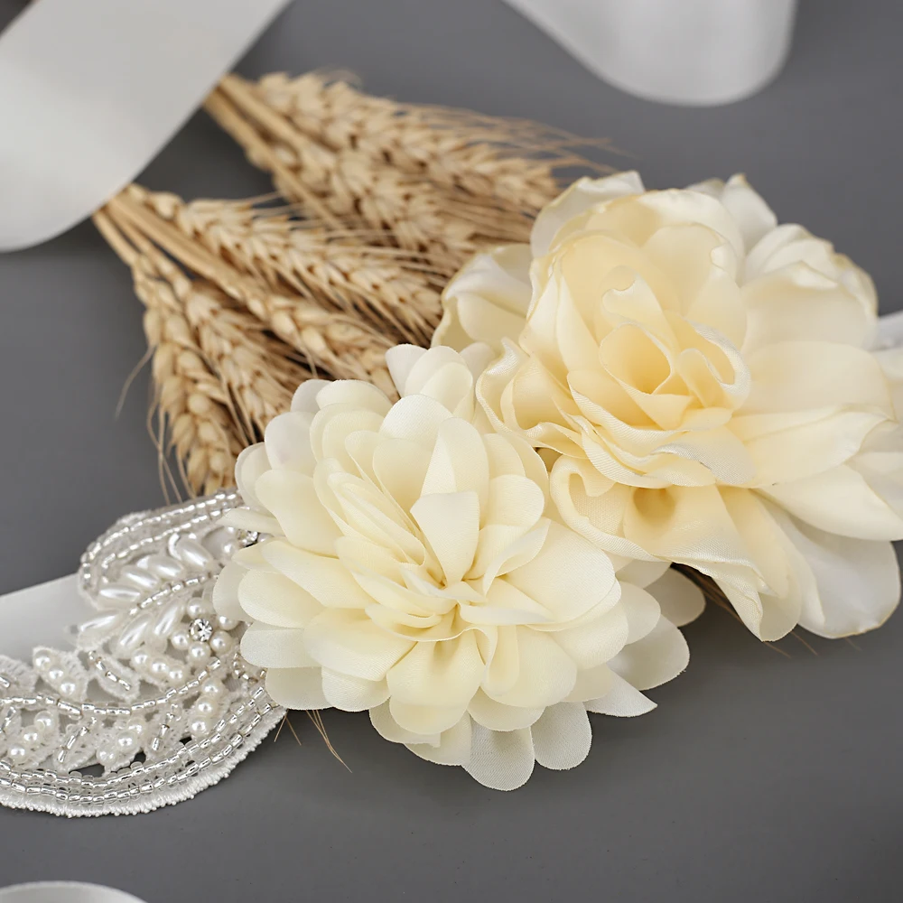 

Elegant ivory Wedding Belt Flower Maternity Sash Floral Belt Sash Women's Evening Dress Belts Wedding Party Dress Belts for Girl