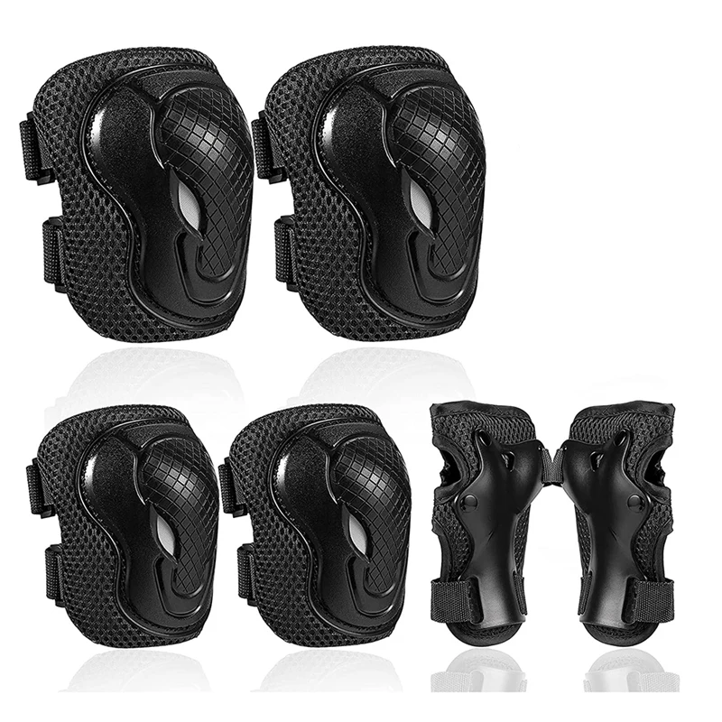 

Children's Knee Pads 6 In 1 Elbow Pads & Wrist Guards & Knee Pads For Roller Skating Inline Skating Skateboard Bicycle