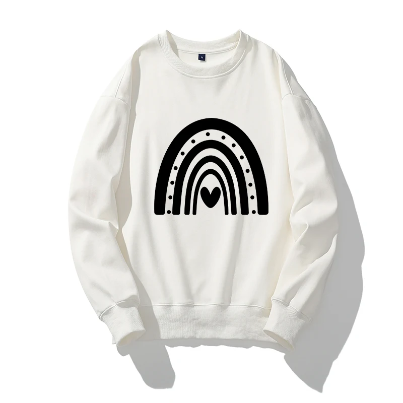 

2021 New Arrivals Wholesale Hoodies For Women Rainbow With Heart Graphic Hoodies 100% Cotton Cute Graphic Hoodies Oversized
