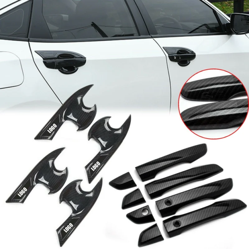 

Set 4 Door Handle Covers Entry Exterior Door Handles Covers+Bowl For Honda for Civic 10th 2016 2017 2018 2019 with Keyless