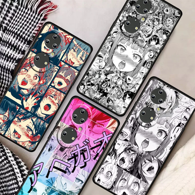 

ahegao manga girl For Huawei P50 P40 P30 P20 Pro Plus P10 P9 P8 Lite 2019 2017 RU E Mini Funda Capa Black Phone Case