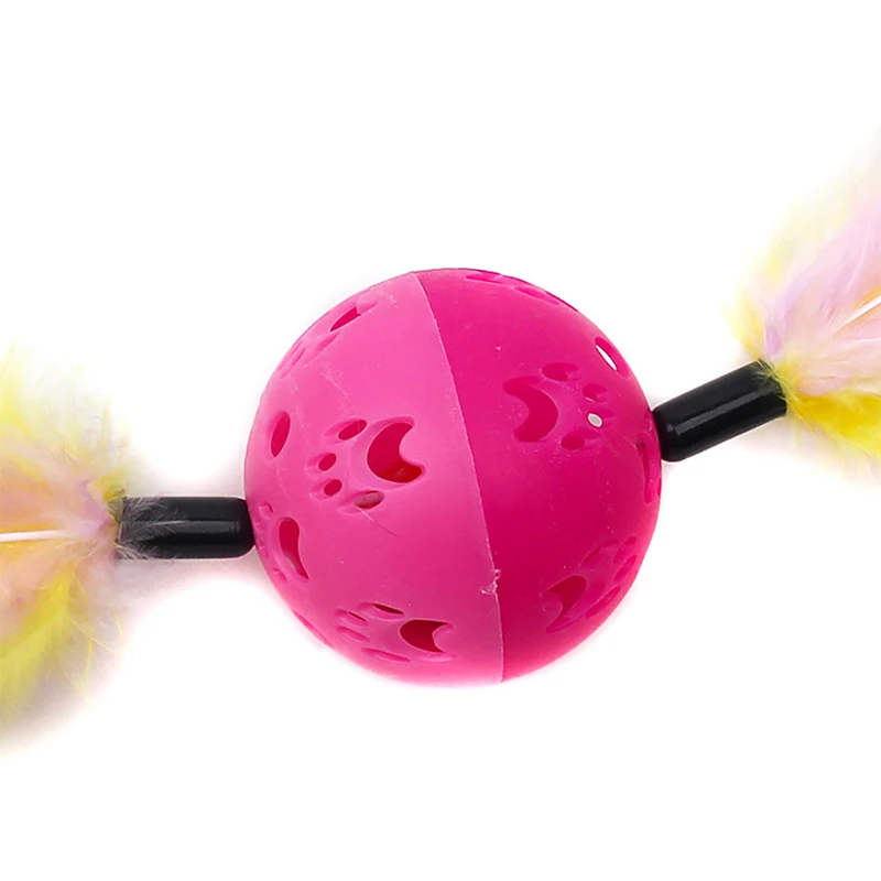 

Cat Toys Interactive Ball Hollow Faux Feather Plastic Cat Play Ball Cat Training Toy Pet Playing Ball with Bells Kitten Supplies