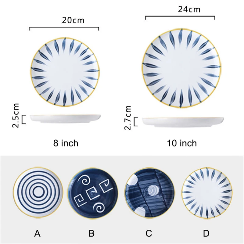 

Dinner Plate Hand Painted Japan Plate Serving Dishes Western Food Steak Plate Round Tray Creative Tableware Kitchen Dinnerware