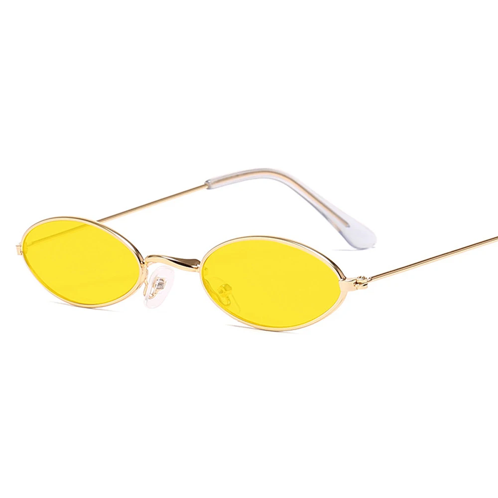 

Retro Small Oval Sunglasses Women Vintage Brand Shades Black Red Metal Color Sun Glasses For Female Fashion Designer Lunette