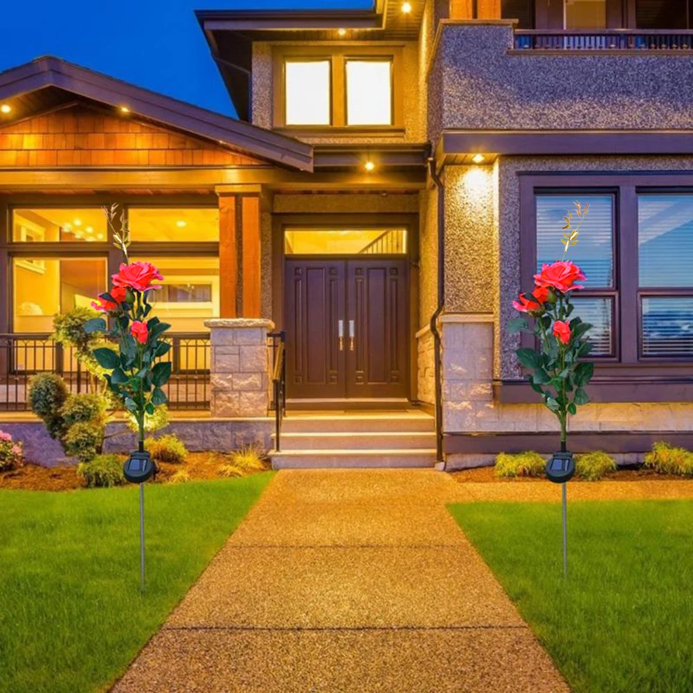 4 шт. светодиодный солнечный свет украшенное розами лампы открытый светильник RGB