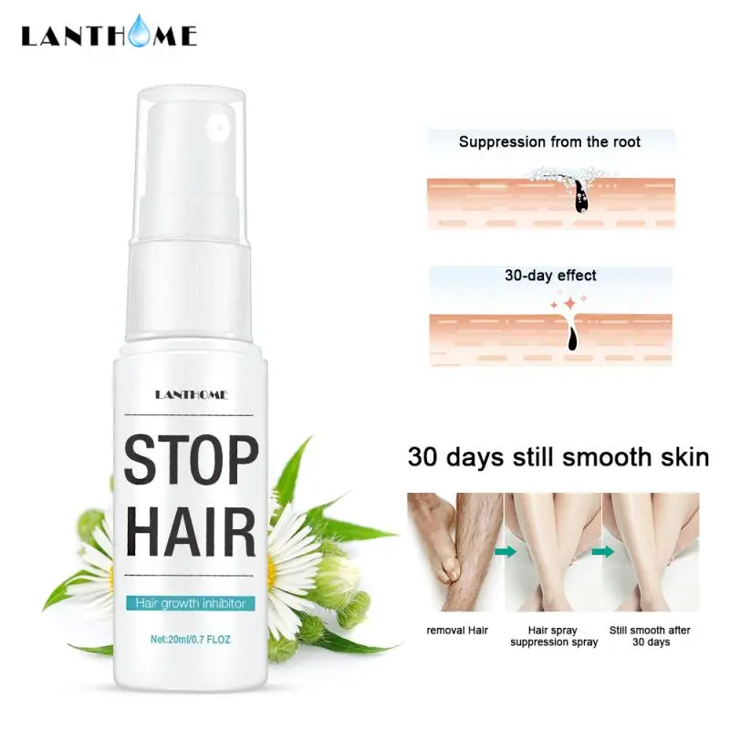 

New 20ML Permanent Painless Hair Removal Spray Stop Hair Growth Inhibitor Shrink Pores Skin Smooth Repair Essence TSLM2 Hot