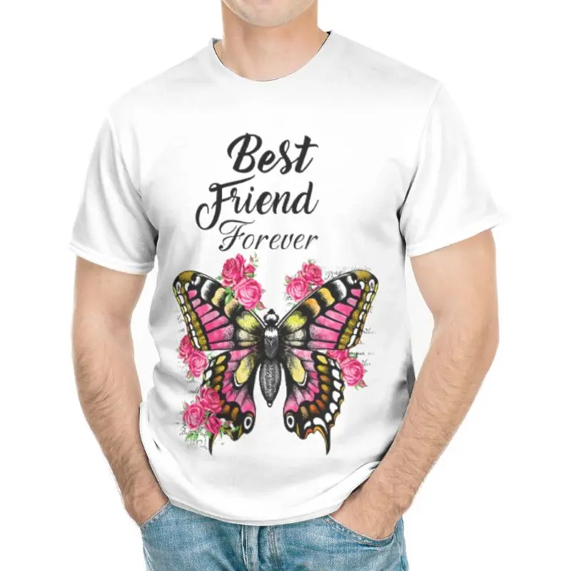 

Men WomenPhoto Shirt, Butterfly Best Friend Crewneck Short Sleeved, Cotton T Shirtfor Sister Gift for Father's Day white