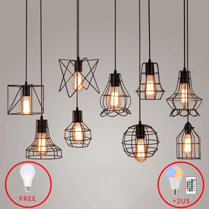 E27 Led винтажная клетка подвесной светильник s Внутреннее освещение свет ing Ретро светильник ильник подвесные светильники для гостиной Декор для кухонной лампы