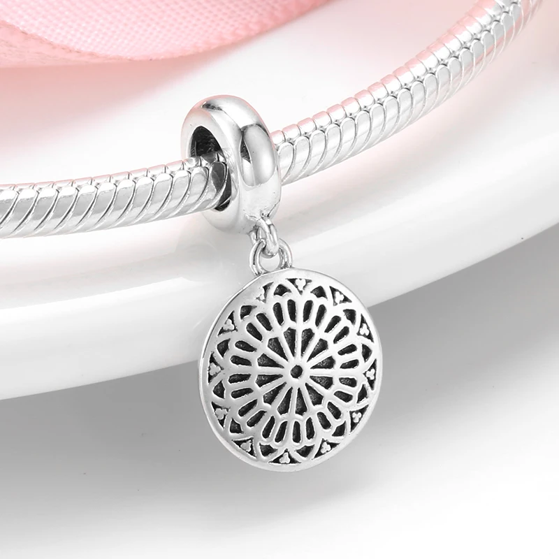 Серебро 925, модные подвески в виде цветов, бусины, подходят для Pandora pandora, браслеты для изготовления ювелирных изделий, рождественские подарки