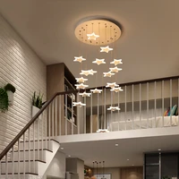 modern led chandelier simple duplex fashion nordic living room lamp villa spiral staircase long chandeliers lighting