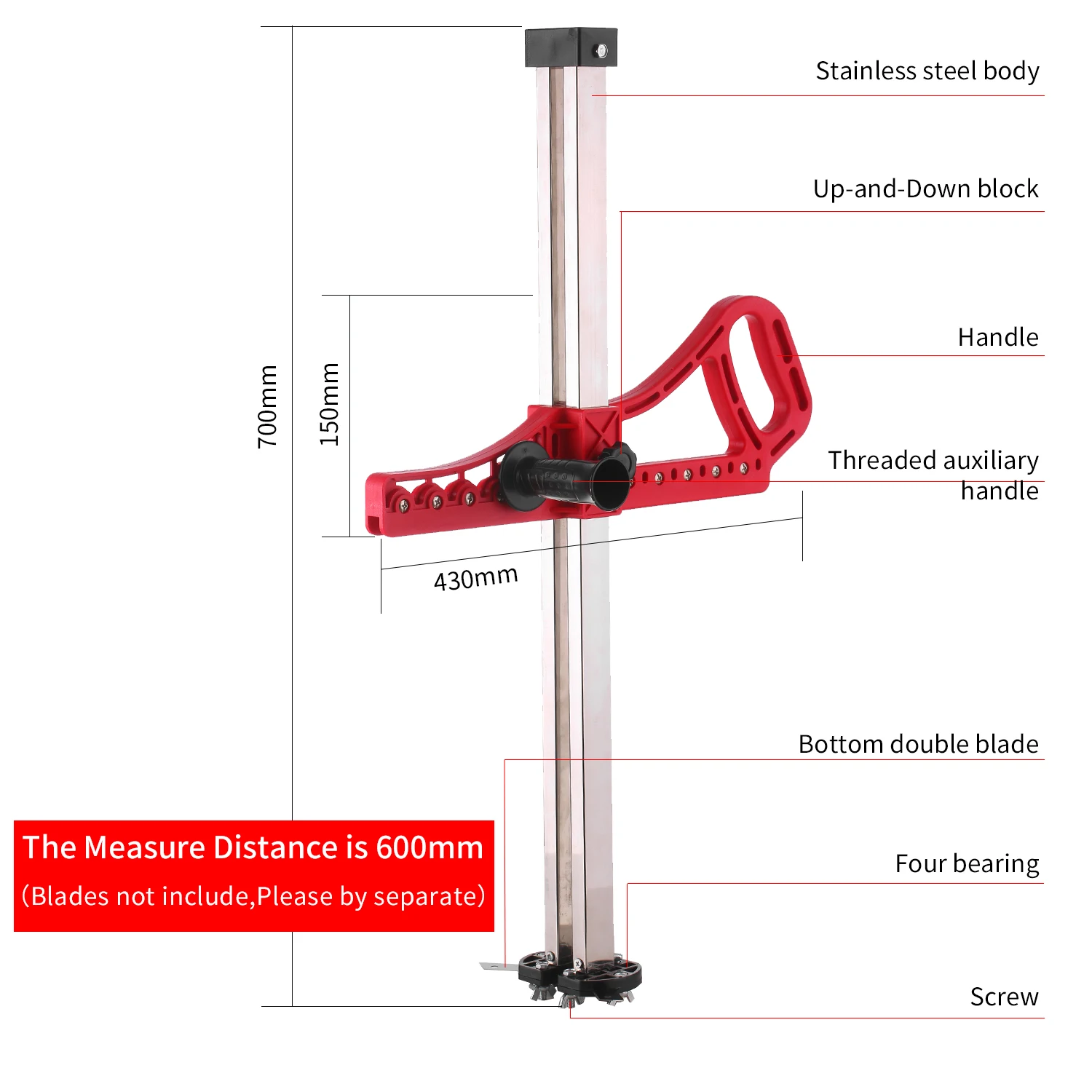 

High Accuracy Manual Gypsum Board Cutter Stainless Steel Woodworking Hand Push Drywall Cutting Artifact Tools