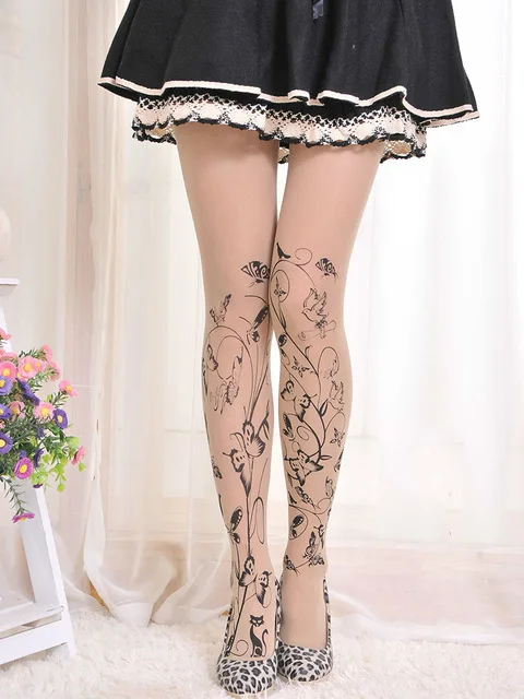 Камуфляжная Татуировка бархатная набивка шелк Женские колготки 20D сексуальный