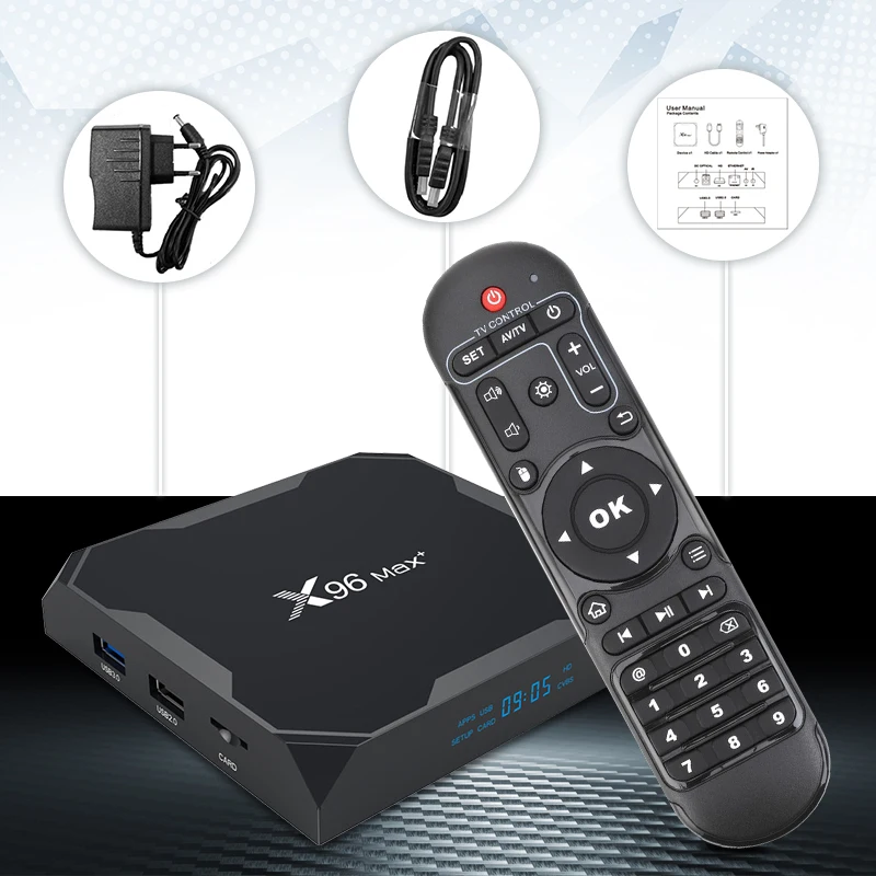 ТВ-приставка X96 Max Plus Android 9 0 Amlogic S905X3 8K Ultra HD Smart Media Player Google Playstore YouTube Netflix Setup Tv Box |