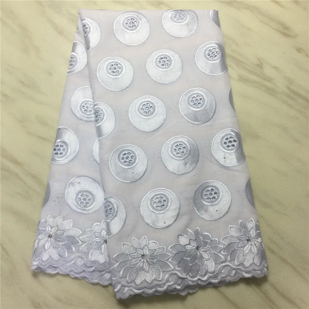 

White Cotton Lace Fabric High Quality Nigeria Lace 2021 Swiss Voile Lace Fabric Embroidered African Dry Lace For Wedding Dress