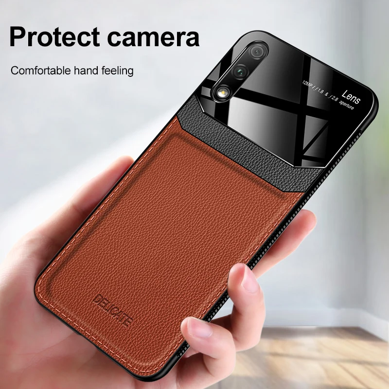 I coque чехол для HuaWei Honor 9X Pro Honor9X кожаный зеркальный стеклянный Силиконовый
