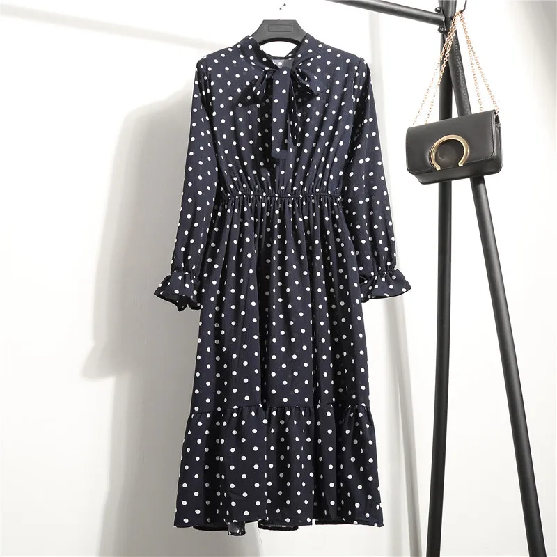 

Plus Size Women's Clothing Long Sleeve Chiffon Shirt Dresses For Women Red Bow Floral Club Party Autumn Winter 2020 Woman