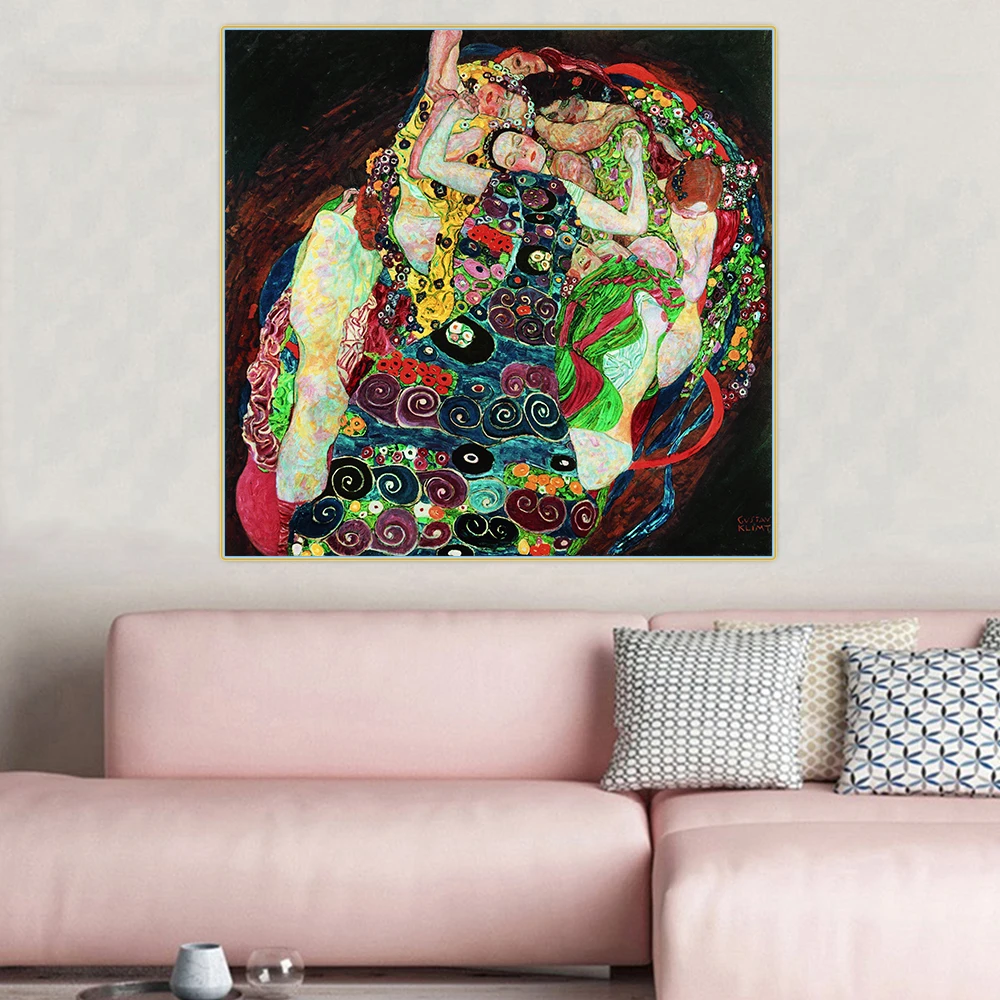 

Gustav Klimt " The Maiden " Aesthetic Canvas Oil Painting Classical Picture Print Poster Wall Decor Home Interior Decoration