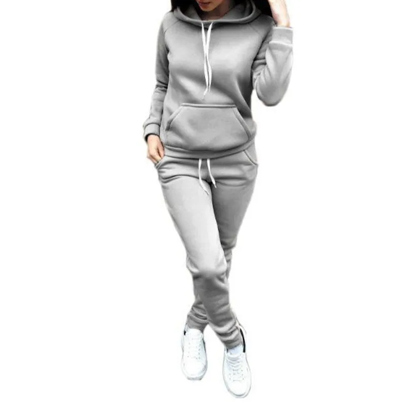 

Autumn Winter Women Casual Set Rope Hoodies For Women Harajuku Style Suit Pullover Female Casual Tracksuit 2pcs Set N 2020 new